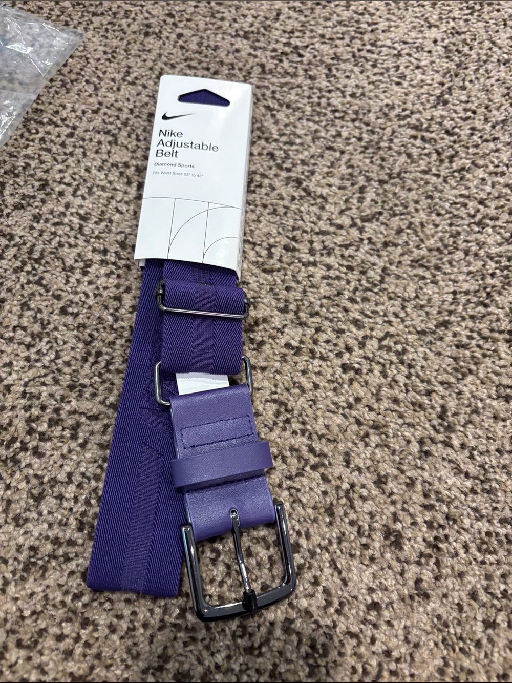 Nike Men’s Adjustable Purple Webbing Belt with Gunmetal Buckle
